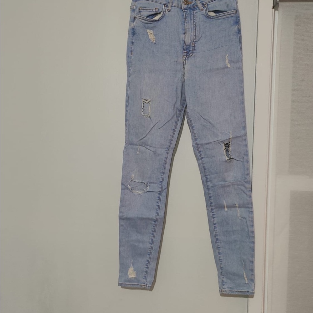 Forever 21 Blue Skinny Moto Jeans